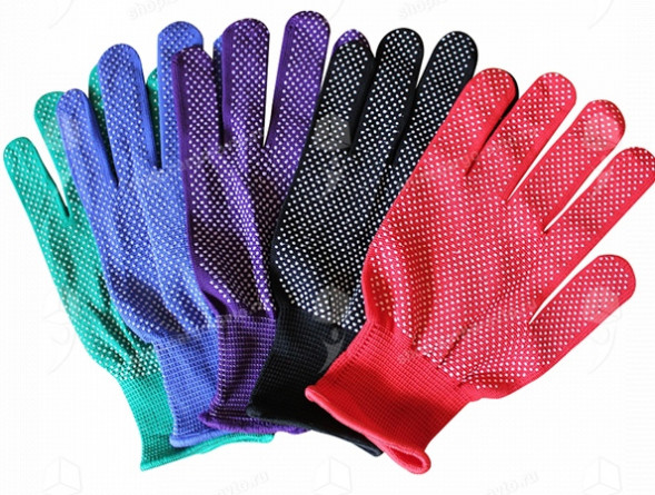 А-31 Перчатки НЕЙЛОН цветные с белой точкой (12 шт)