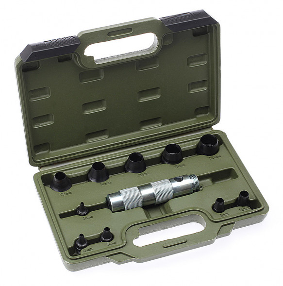 376511 Набор просечек со сменными насадками 11 предм.(,3,4,6,8,10,12,14,16,18,20мм) в кейсе (5шт)