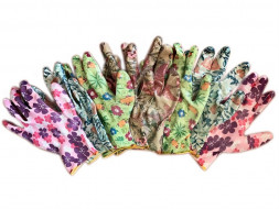 А-38 Перчатки нейлоновые 13 класс вязки с нитрильным обливом Супер люкс САДОВЫЕ 8 размер (12шт)