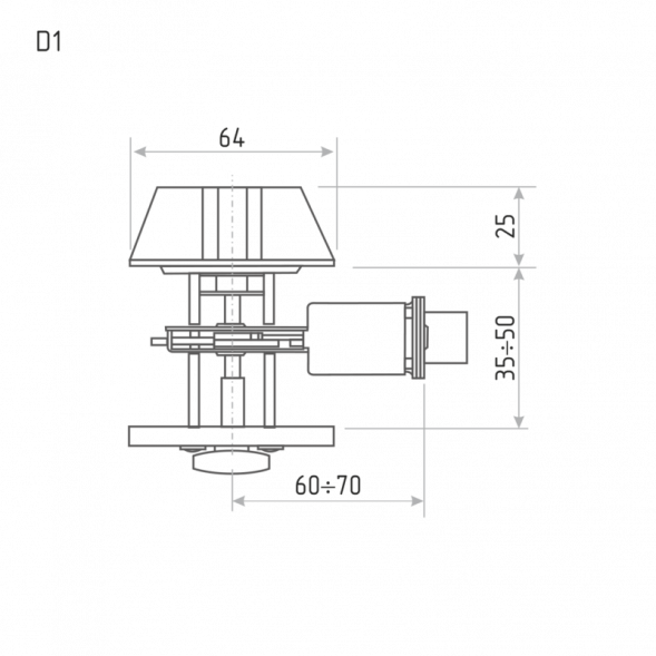Замок врезной D1  (хром) (кл./фикс.)  &quot;Нора-М&quot;