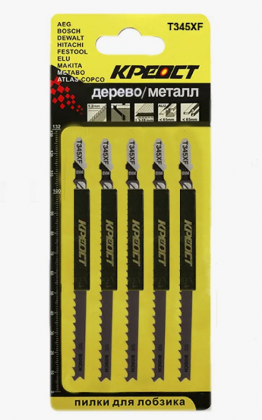Пилочки SKOLE/КРЕОСТ T-345XF для электролобзика (удл.дерево с гвоздями) (комплект 5шт)