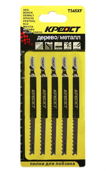 Пилочки SKOLE/КРЕОСТ T-345XF для электролобзика (удл.дерево с гвоздями) (комплект 5шт)