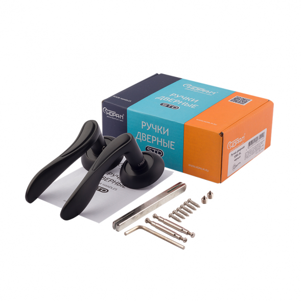 Ручка дверная 105А AL черная Нора-М