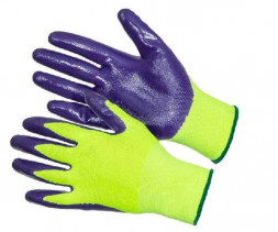 А-14 Перчатки рабочие нейлоновые 13 класс вязки с нитриловым обливом, Супер люкс (5шт.)