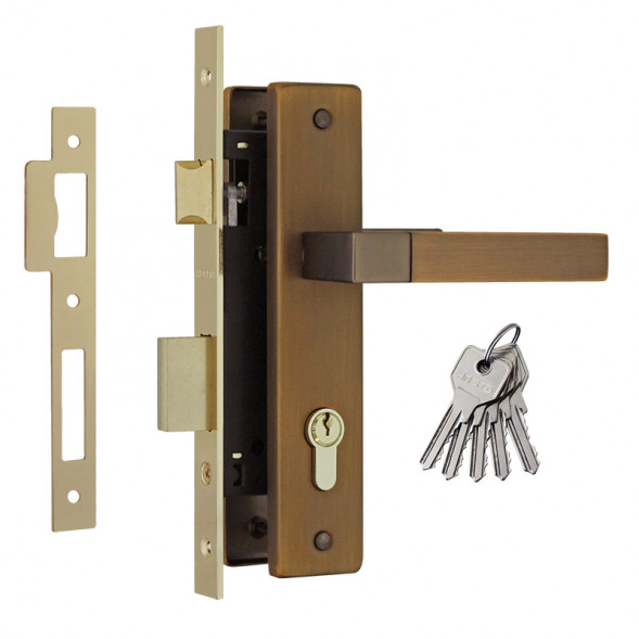 Замок врезной №109-70 Л (мат.кофе)  &quot;Нора-М&quot;