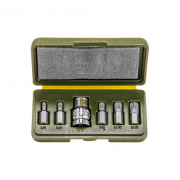 627446 Набор вставок 3/8 Spline 6 предм.(М5,М6,М8,М10,М12 L=30мм, переходник на кв.1/2