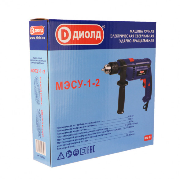 Машина ручная электрическая сверлильная ударно-вращальная 850Вт  (МЭСУ-1-2) &quot;ДИОЛД&quot;