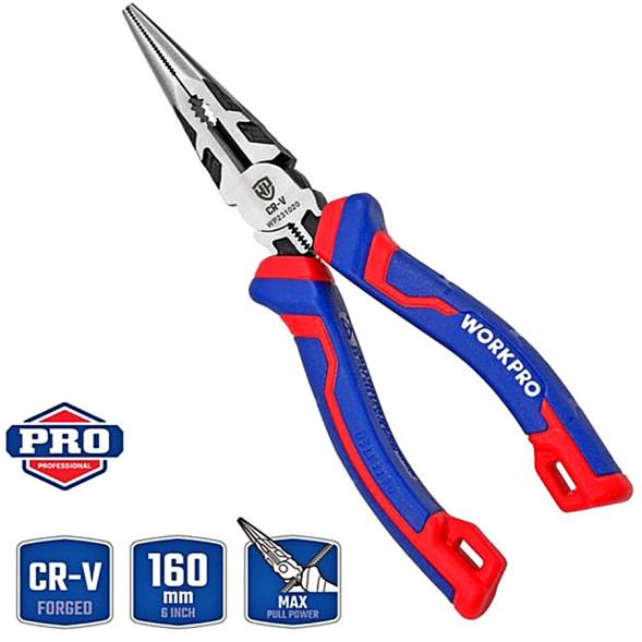 Длинногубцы WORKPRO 160 мм ( 6 дюймов) CR-V