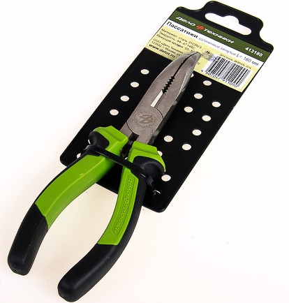 413180 Плоскогубцы удлиненные загнутые 180мм на холдере  (6шт)