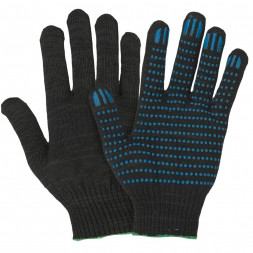 W-16 Перчатки с точкой ПВХ (цвет черный) (10шт.)