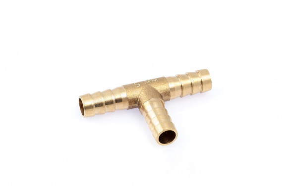 949007 Штуцер соединительный Т-образный латунный елочка 9мм