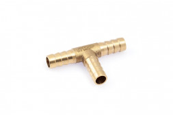949007 Штуцер соединительный Т-образный латунный елочка 9мм