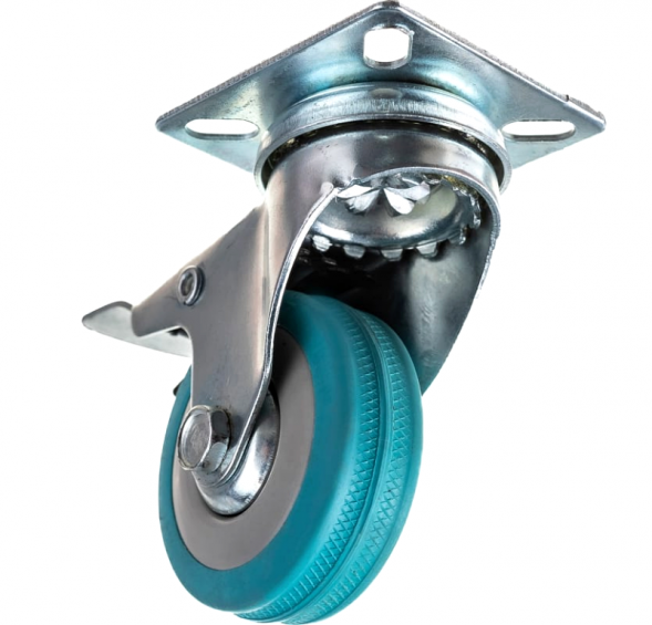 Колесо аппаратное серая резина поворотное с тормозом SIZE: 2&quot; Нагрузка 65кг. SCgb 25