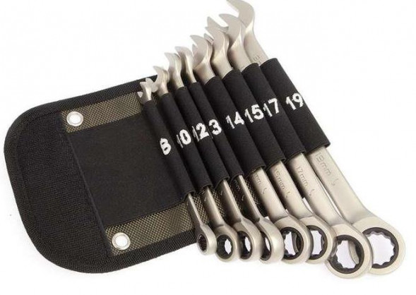 515085 Набор ключей трещоточных 8шт. (8,10,12,13,14,15,17,19мм) фирменная сумка