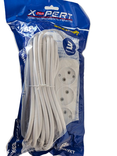 Удлинитель 8м (3-гнезда,без выключателя)