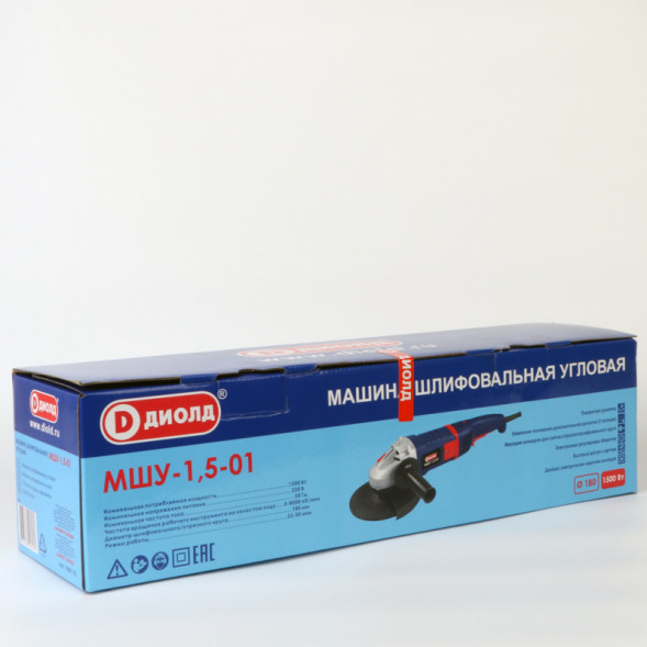 Машина шлифовальная угловая 1500 Вт, диаметр круга 180мм (МШУ-1,5-01) "ДИОЛД"