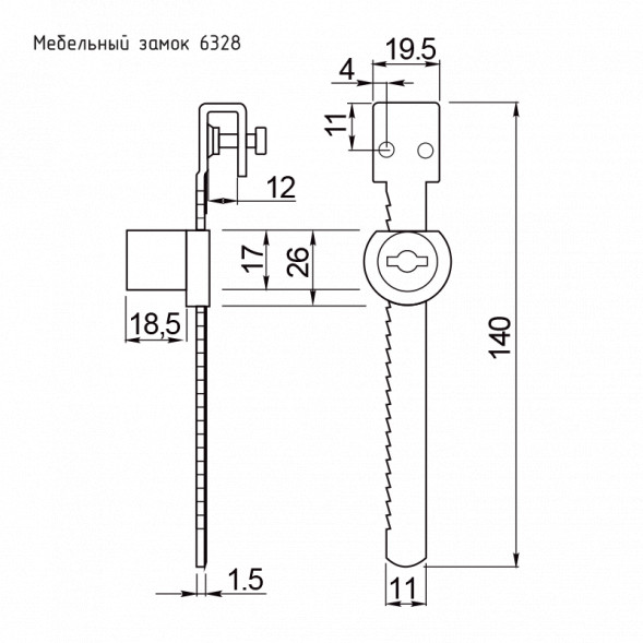 Мебел. замок 6328 (хром)