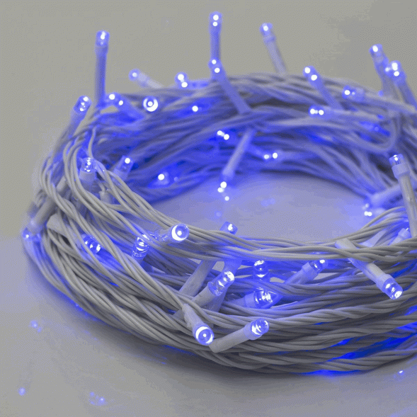 Гирлянда нить LED бел.провод, Синий свет