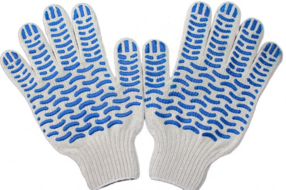 А-2 Перчатки рабочие хб 6 нитей 10 класс с ПВХ Волна &quot;Супер люкс&quot; (10шт.)