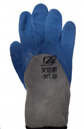 А- 3 Перчатки х/б -30С° утепленные полный залив (серая заливка, синяя пена) (10 шт.)