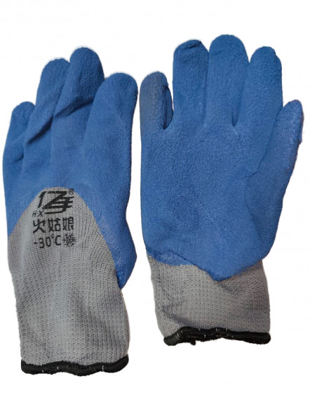 А- 3 Перчатки х/б -30С° утепленные полный залив (серая заливка, синяя пена) (10 шт.)