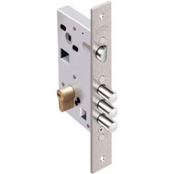 Замок врезной 1.03.25 Кремень никель, под цилиндр-стержни 3шт. d12мм под фалевую ручку