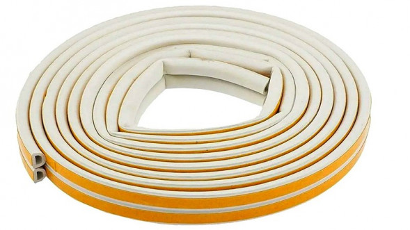 Уплотнитель для окон резиновый D-профиль, 6м, белый (9*8мм)