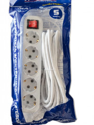 Удлинитель 5м (5 гнезда,с выключателем)