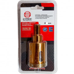 Коронка алмазная по стеклу и керамике с центрующим сверлом 25мм GOLD СТРОНГ