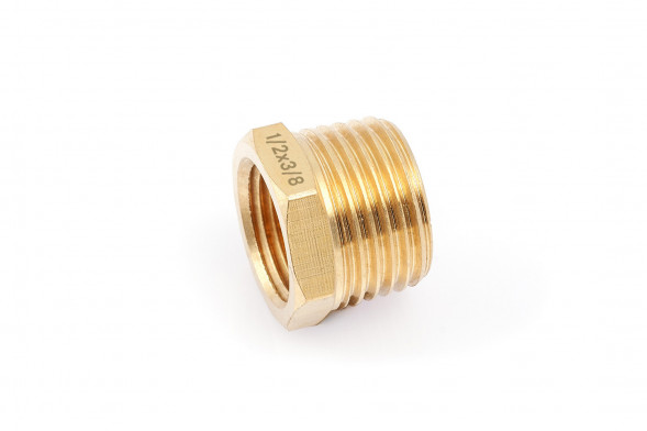 949092 Переходник резьбовой латунный, &quot;папа&quot; 1/2&quot;(M) × &quot;мама&quot; 3/8&quot;(F)
