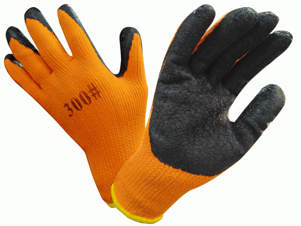 А-33 Перчатки акриловые утепленные с нитриловым покрытием (оранжевые, черная заливка 25%) (10шт)