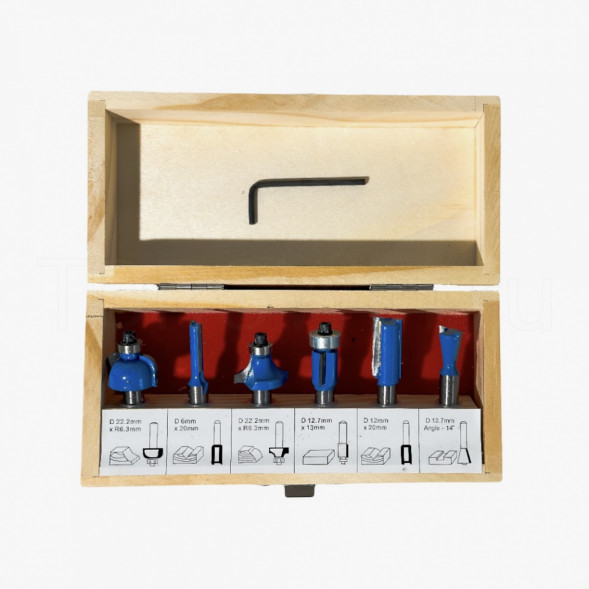 Набор фрез по дереву 6 предметов - хвостовик 8 мм