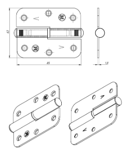 Петля ПН1-85 левая цинк (100) МТ