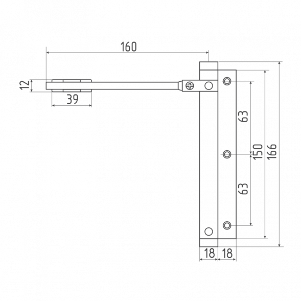Доводчик дверной 101 (до 20кг) (сереб.)
