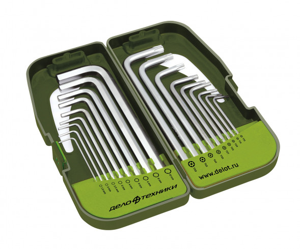 564518 Набор ключей Шестигранных TORX(Т10,Т15,Т20,Т25,Т27,Т30,Т40,Т45,Т50) удли. в холдере 18пр &quot;ДТ&quot;