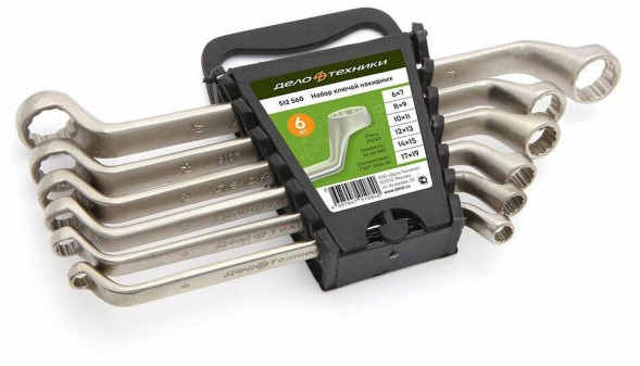 512560 Набор ключей накидных -6шт.(6х7,8х9,10х11,12х13,14х15,17х19мм) пластик холдер