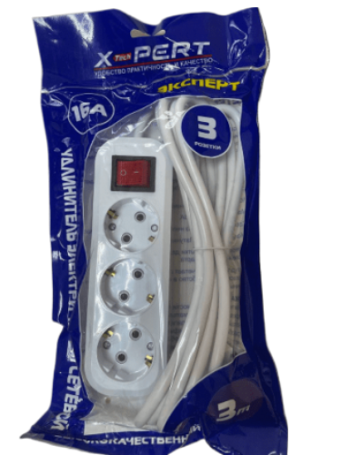 Удлинитель 3м (3-гнезда, с выключателем)