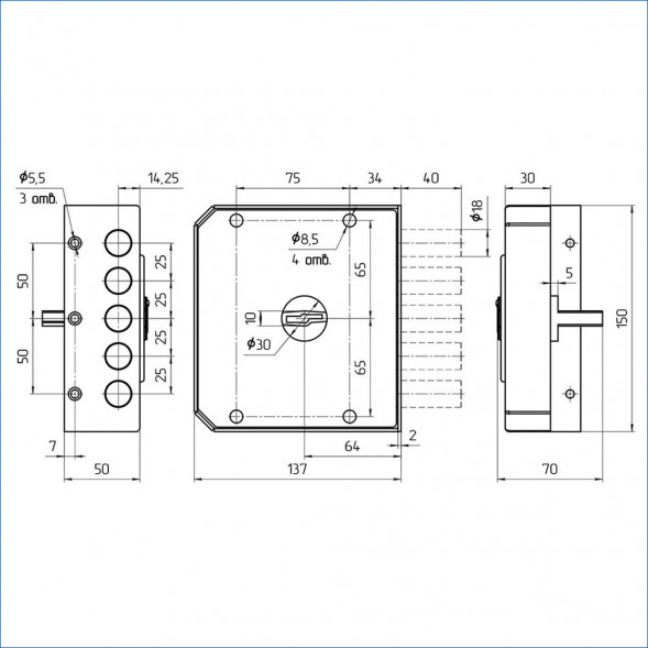 Замок накладной ЗН4 030.0.1 ЛЕВЫЙ (3кл) МЕТТЭМ