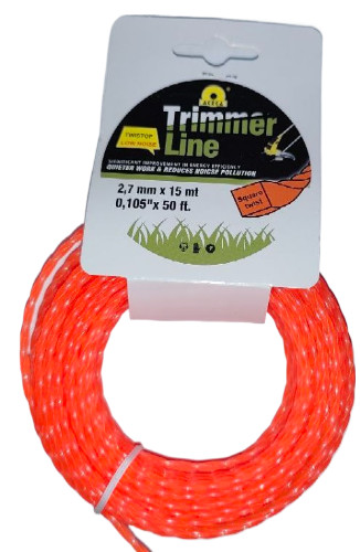 Леска для триммера витой квадрат 2,7мм/15м