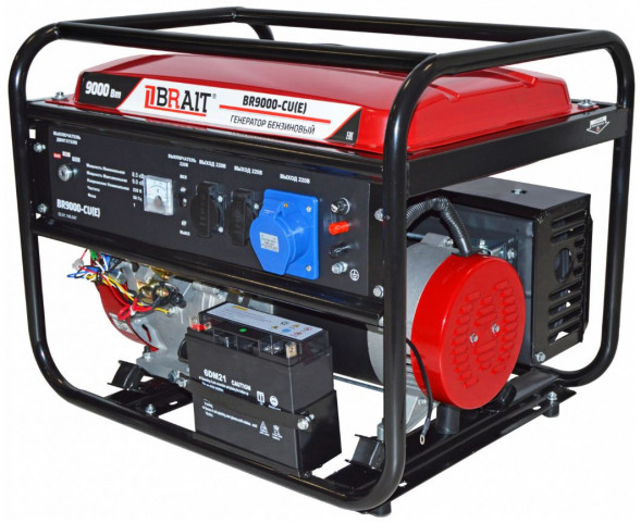 Генератор бензиновый BR 9000-CU(Е) (9кВт/ 8,5кВт) медная обмотка,электро/руч запуск BRAIT