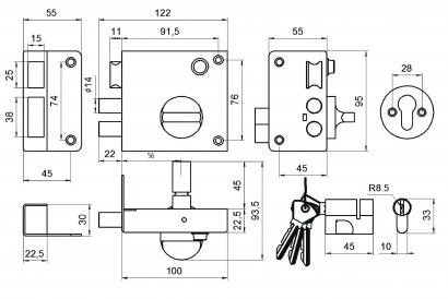 Замок накладной ОМЕГА ЗН3 золото