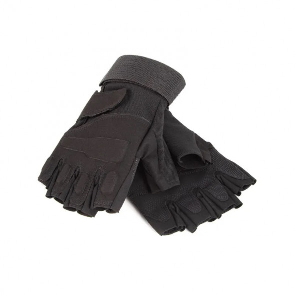 Перчатки треккинговые СЛЕДОПЫТ TACTIC, без пальцев, с защит. накладками, черные, размер L/250/