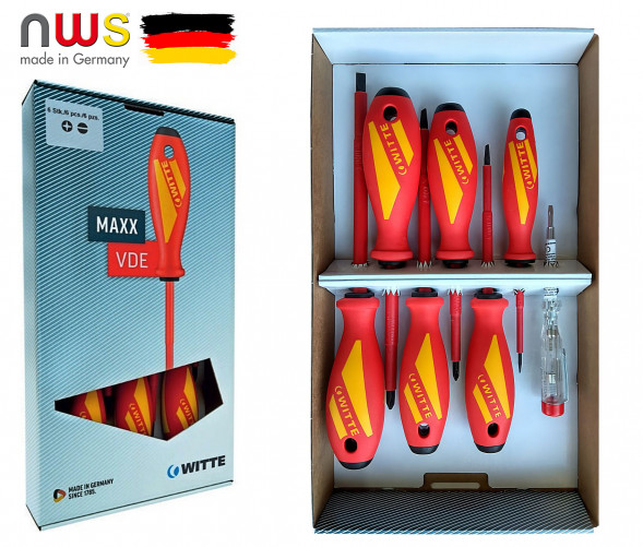 WITTE Отвертки MAXX VDE набор PH/шлиц х7шт + Pocket Electric (метр, брелок, карандаш)