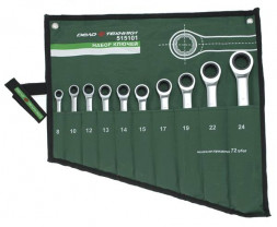 515101 Набор ключей комб.трещоточных 10шт. (8,10,12,13,14,15,17,19,22,24мм) планшет тетроновый