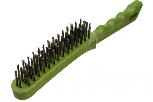 270754 Щетка с пластиковой рукояткой, щетина из нержавеющей стали  4-х рядная  (12шт)