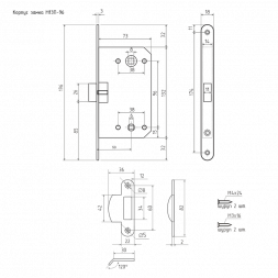 Корпус замка М 13П-96 мм пластик яз.(ст.медь) под фикс. "Нора-М"