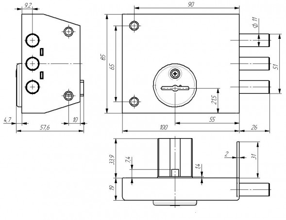 Замок накладной ЗЕНИТ ЗН4-1 медь