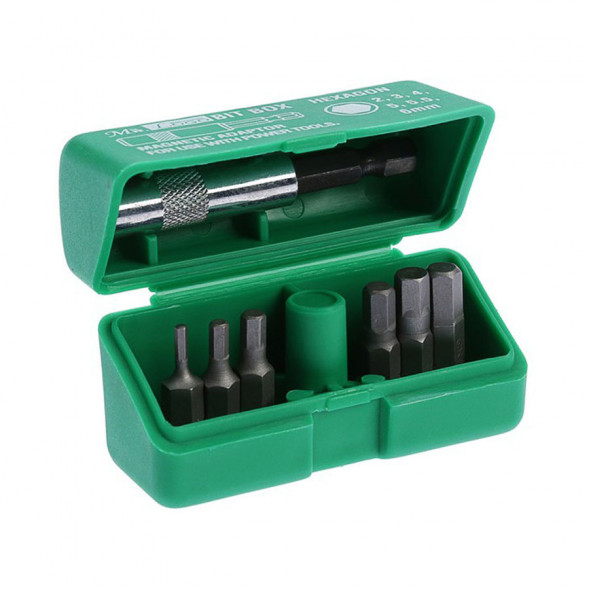 Набор насадок-бит Mr.Logo &quot;CR-V&quot; 7 предетов шестигранники (зеленый) SD-801B-AH