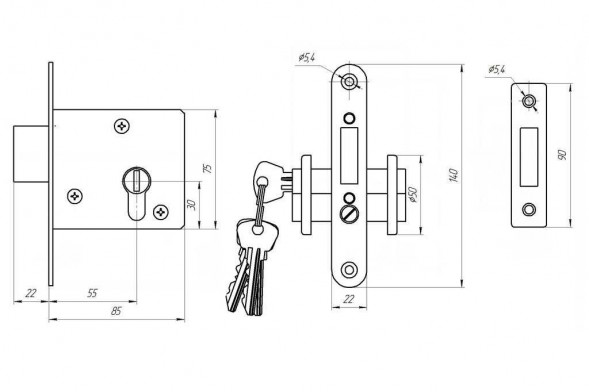 Замок врезной ОМЕГА ЗВ1