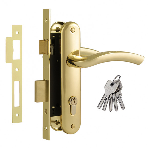 Замок врезной №96-70 Л (золото)  &quot;Нора-М&quot;